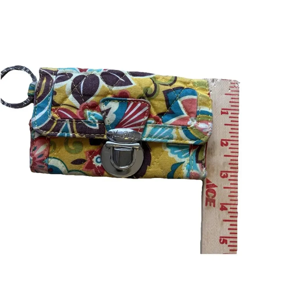 Vera Bradley Boho Wallet Provencal Quick Swipe ID Yellow Floral Key Ring Quilted - Picture 4 of 8